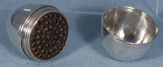 A George III silver nutmeg grater, by Samuel Massey, Length: 50mm.